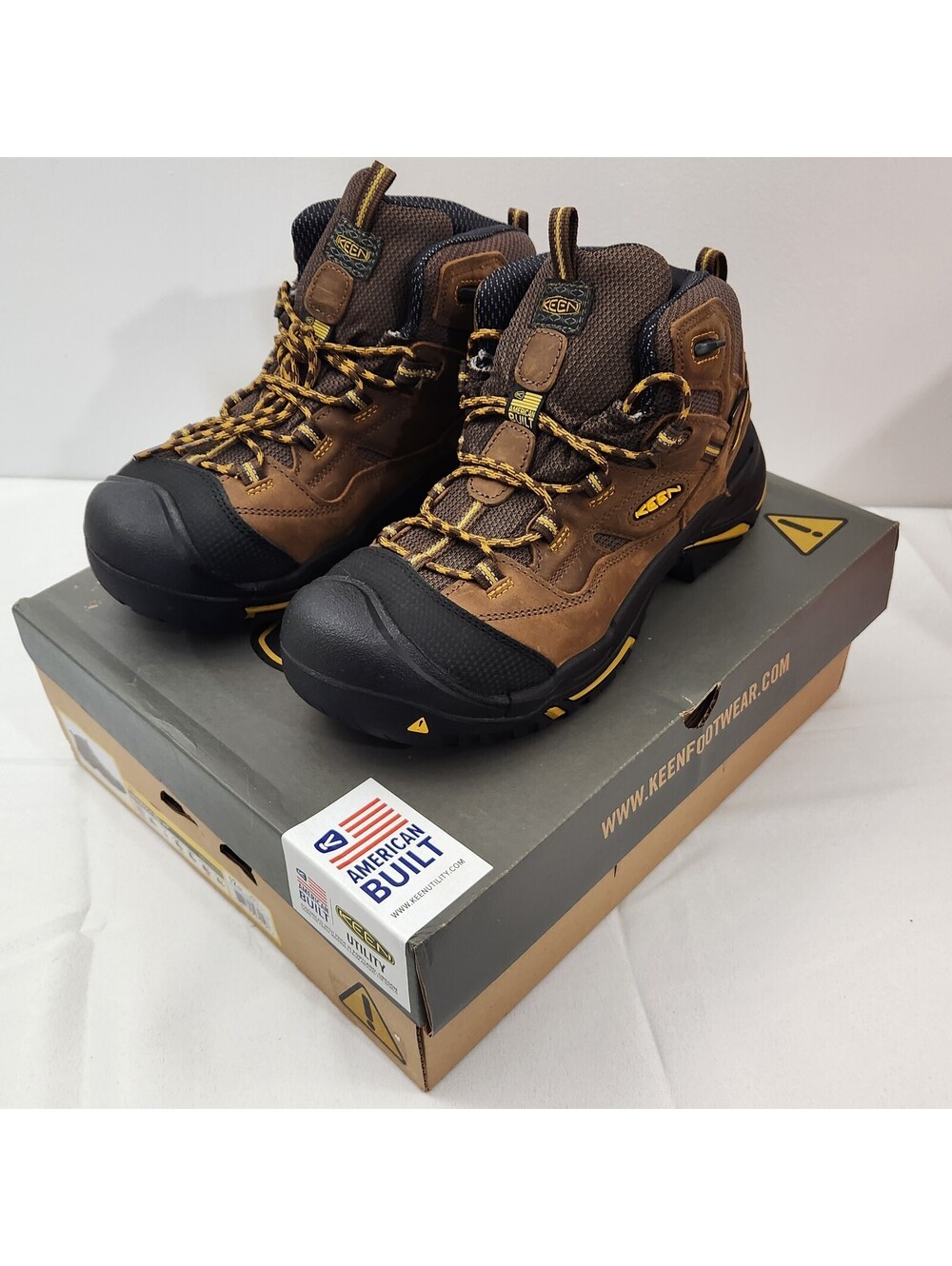 KEEN Braddock Mid Steel Toe Work Boots Waterproof Brown Men's 12 EE Wide